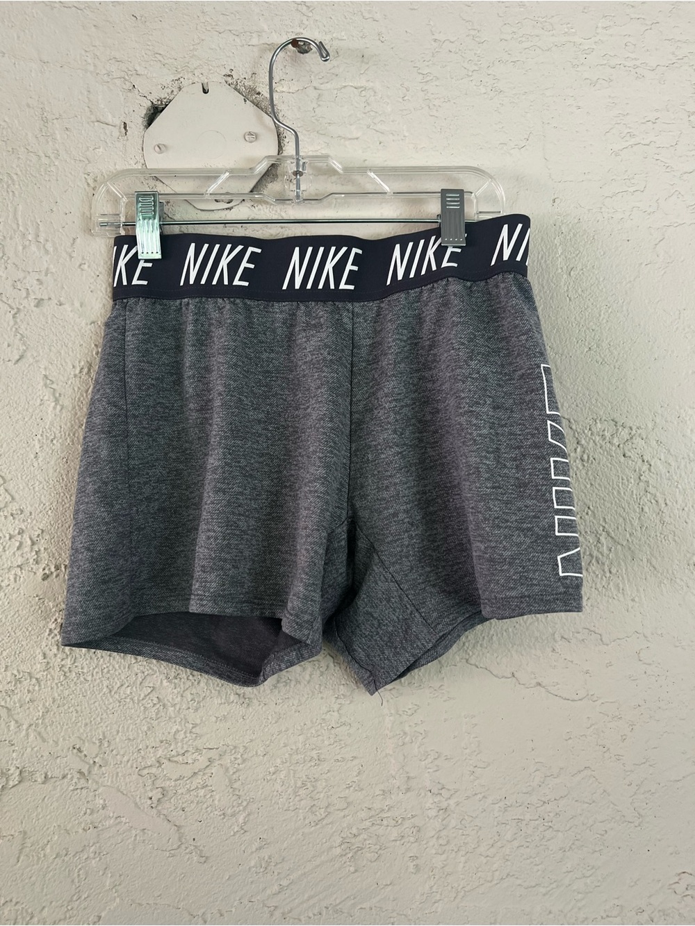 Nike Women's Dark Gray Elastic Logo Waist Athletic Shorts